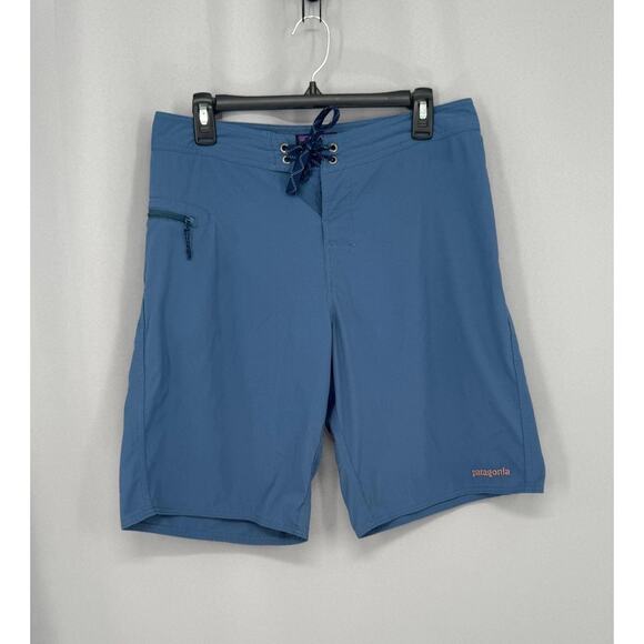 Patagonia Board Shorts Mens 31 Blue Lace-Up Swim Quick Dry Water Sports - Picture 1 of 13